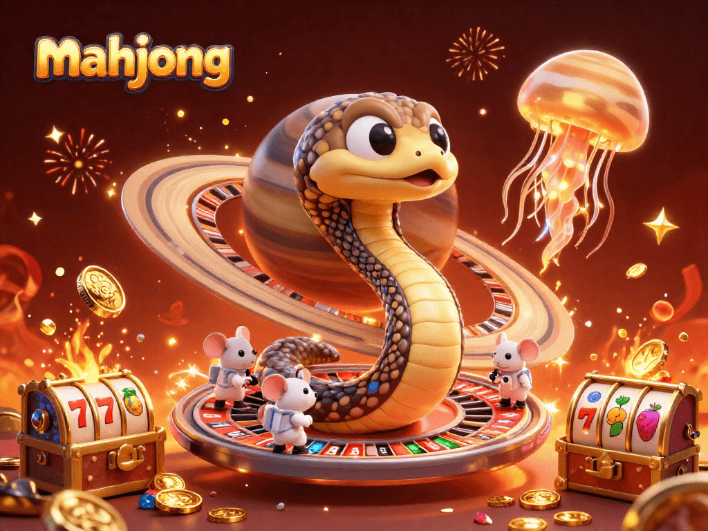 Experience mahjong excitement with animated gambling characters and vibrant casino elements.