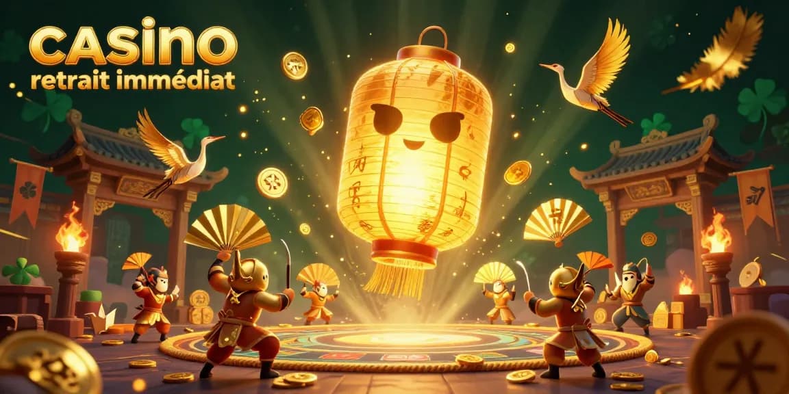 Visualisez le casino retrait immédiat dans une scène dynamique et vibrante, avec des personnages et des éléments enjoués.