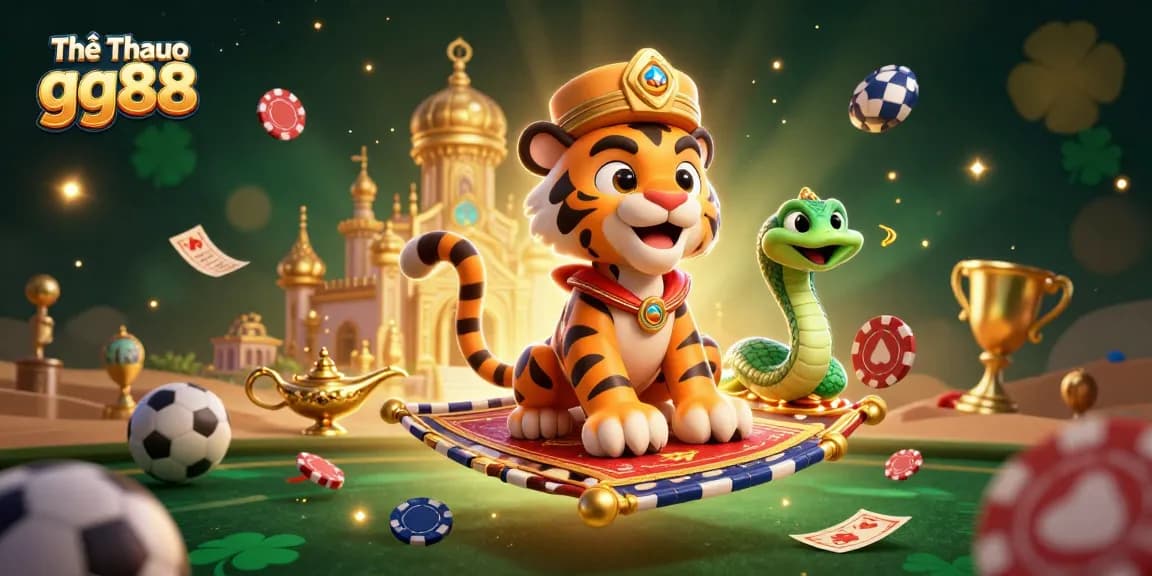 Engage in thrilling sports betting with Thể Thao gg88, as the tiger sultan and magical companions bring action to your predictions.
