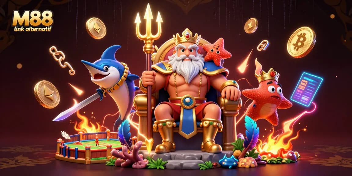 Bet on exciting matches with M88 link alternatif showcasing thrilling cockfighting elements and crypto themes.