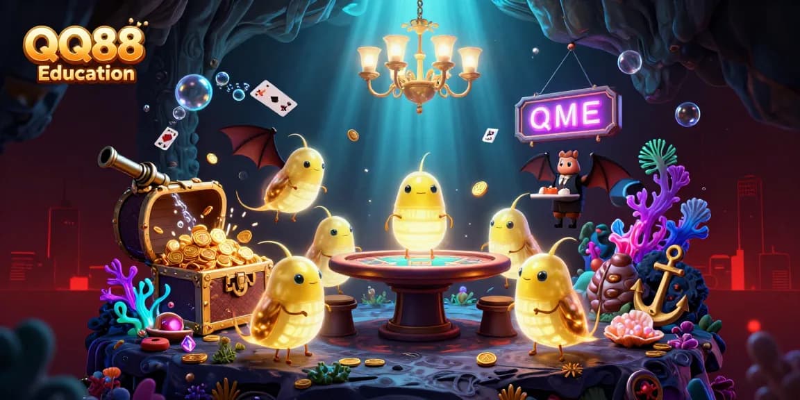 Experience thrilling action at QQ88 Education's vibrant cave casino with glowing bioluminescent glowworms and unique decorations.