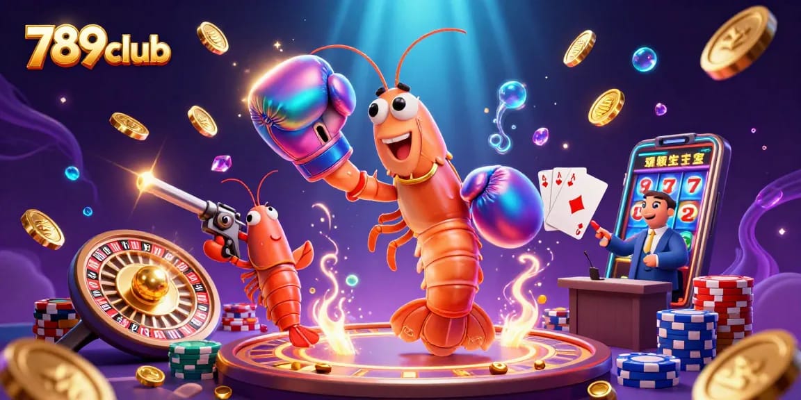 Experience thrilling gaming action with 789club's vibrant casino illustration showcasing dynamic characters and exciting elements.