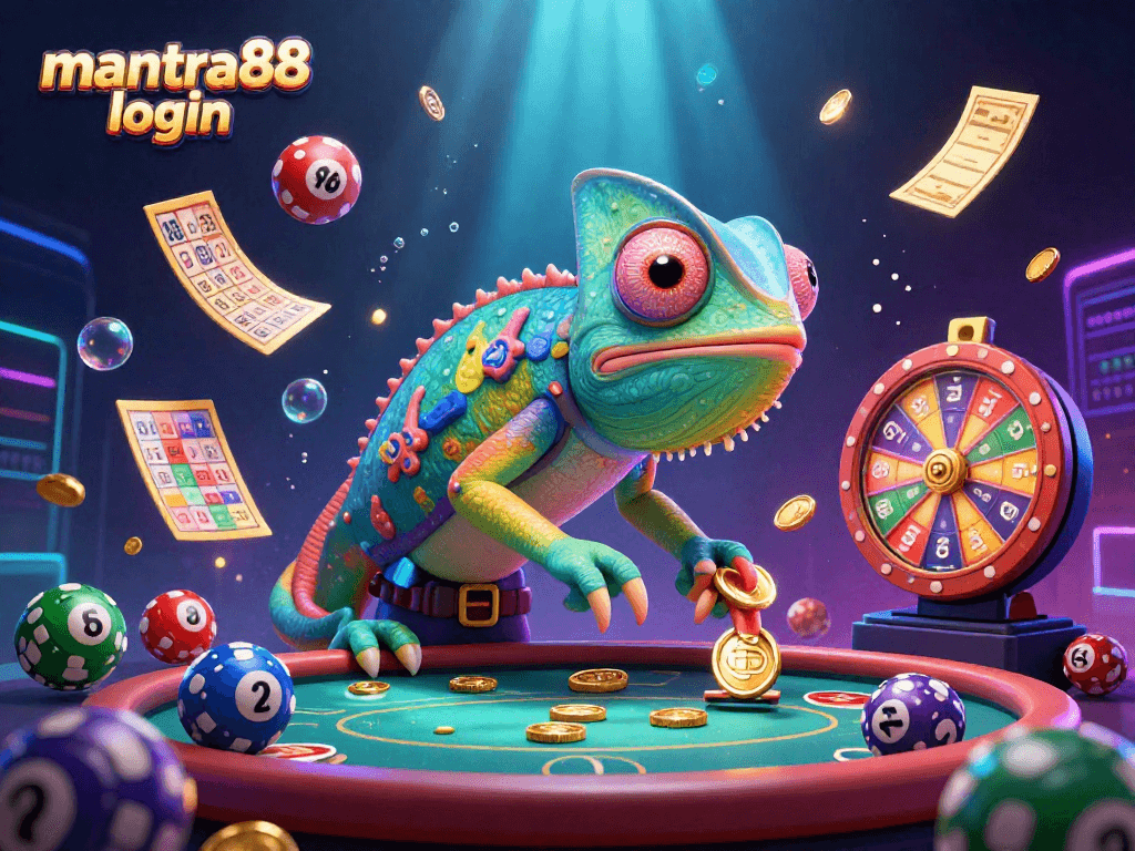 Experience excitement with mantra88 login as colorful elements and golden coins enhance the casino thrill.