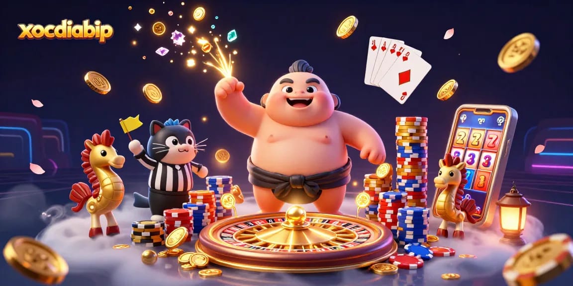 Xocdiabip brings excitement with vivid underwater casino scene showcasing a sumo fugu and vibrant elements.