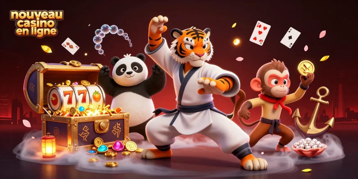 Jouez au nouveau casino en ligne avec un tigre kung-fu, une scène brillante et dynamique de jeux.