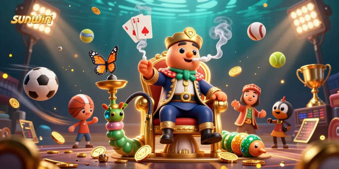 Experience thrilling moments with sunwin's lavish casino scene featuring a hookah-master and dynamic sports elements.