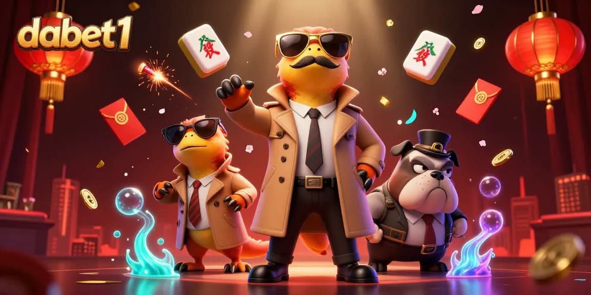 Experience thrilling gaming with dabet1 alongside raptors and a bouncer in vibrant 3D casino art.