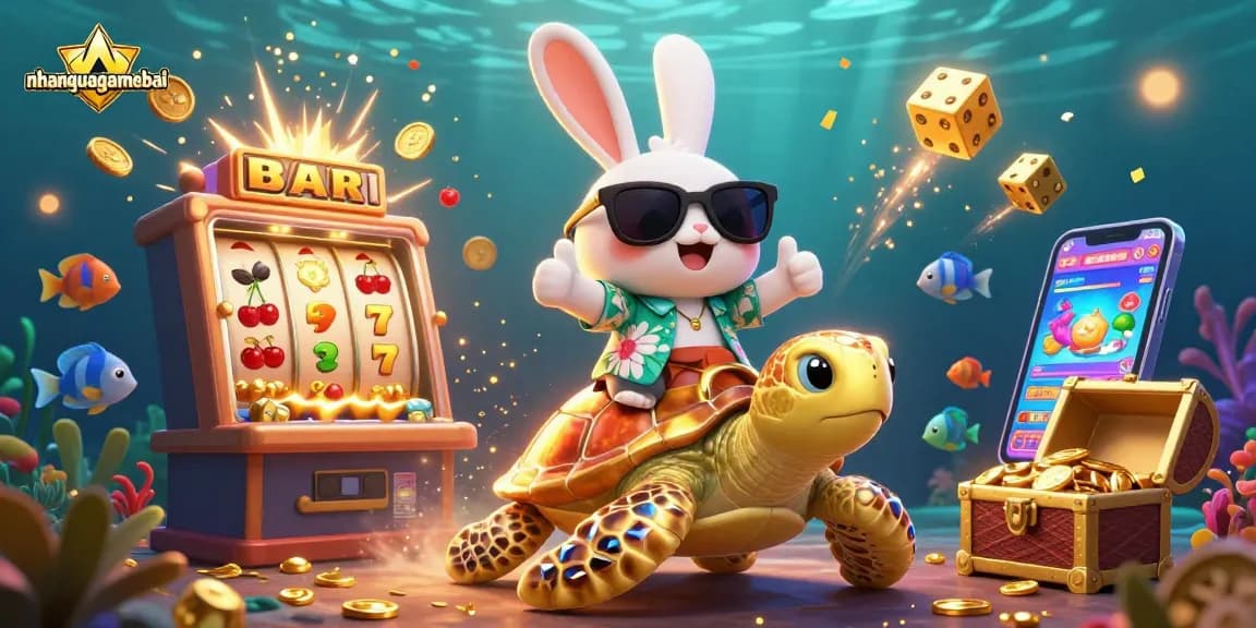 Engage in thrilling Callbreak action with nhanquagamebai's vibrant casino scene featuring lucky symbols and dynamic gameplay.