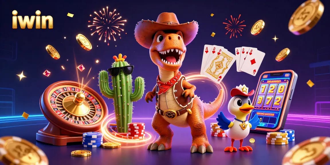 iwin showcases a vibrant 3D casino scene with exciting games, dazzling visuals, and engaging characters.