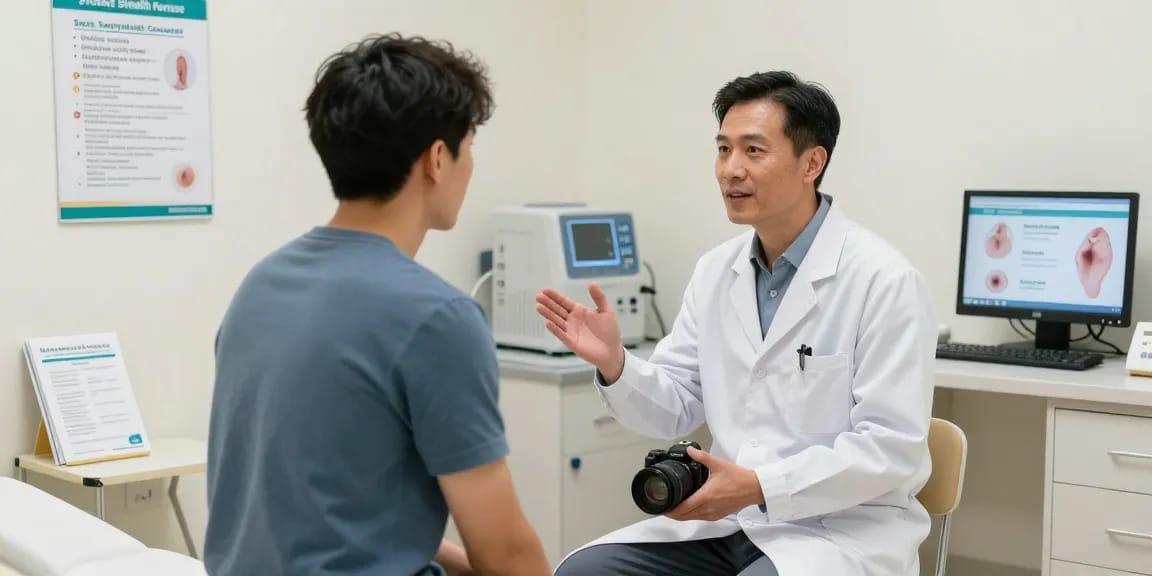 おすすめの安い包茎手術クリニックで医師が患者に相談しているシーン