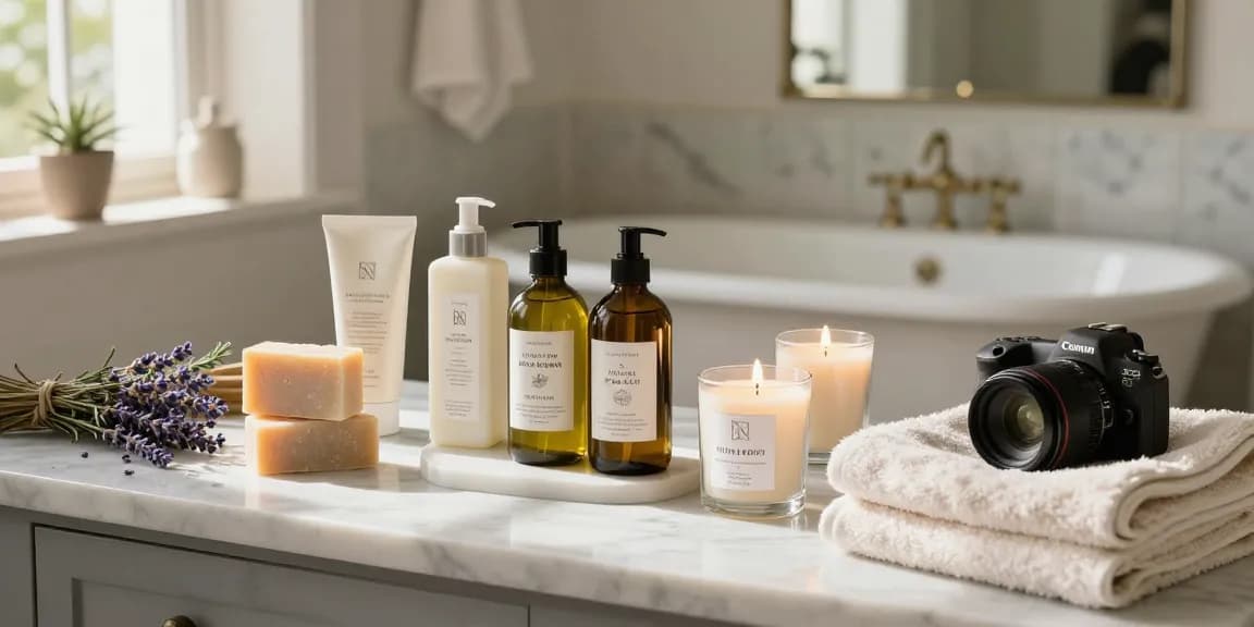 Experience relaxation with Italian Bath and Body products in a beautifully styled bathroom.
