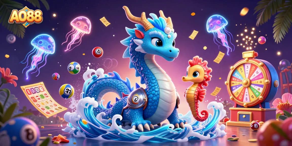 Experience thrilling AO88 lottery action with vibrant characters and dynamic gaming elements.