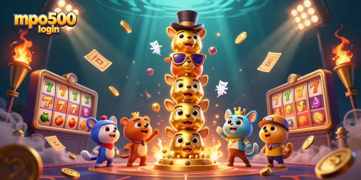 Engage with mpo500 login through exciting slot games featuring vibrant symbols and golden elements.