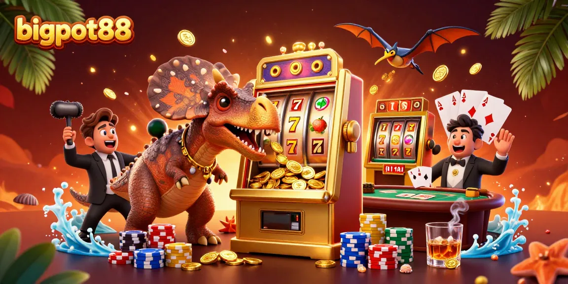 Experience bigpot88’s thrilling jackpot as dinosaurs bring the casino alive, capturing winning coins!