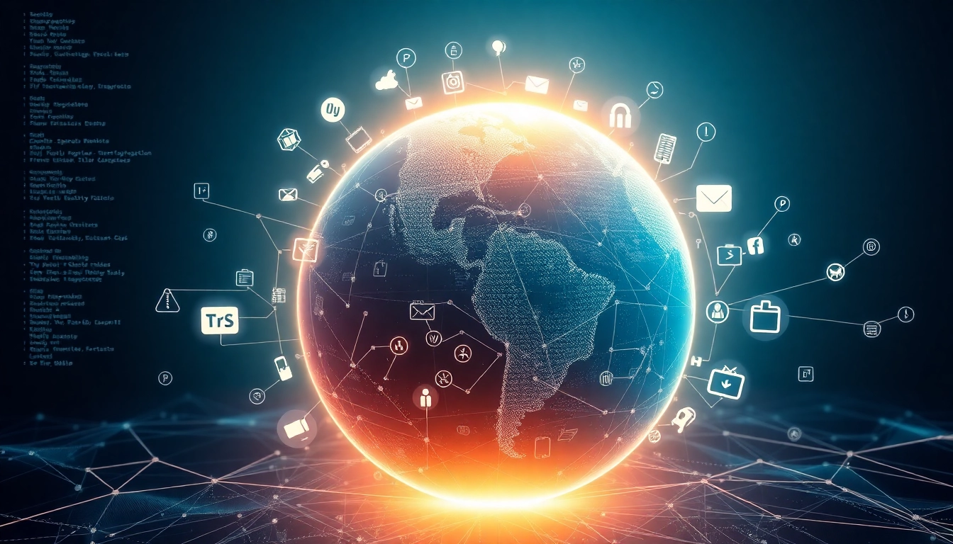 Illustration of internet history represented by digital milestones, showcasing evolution.