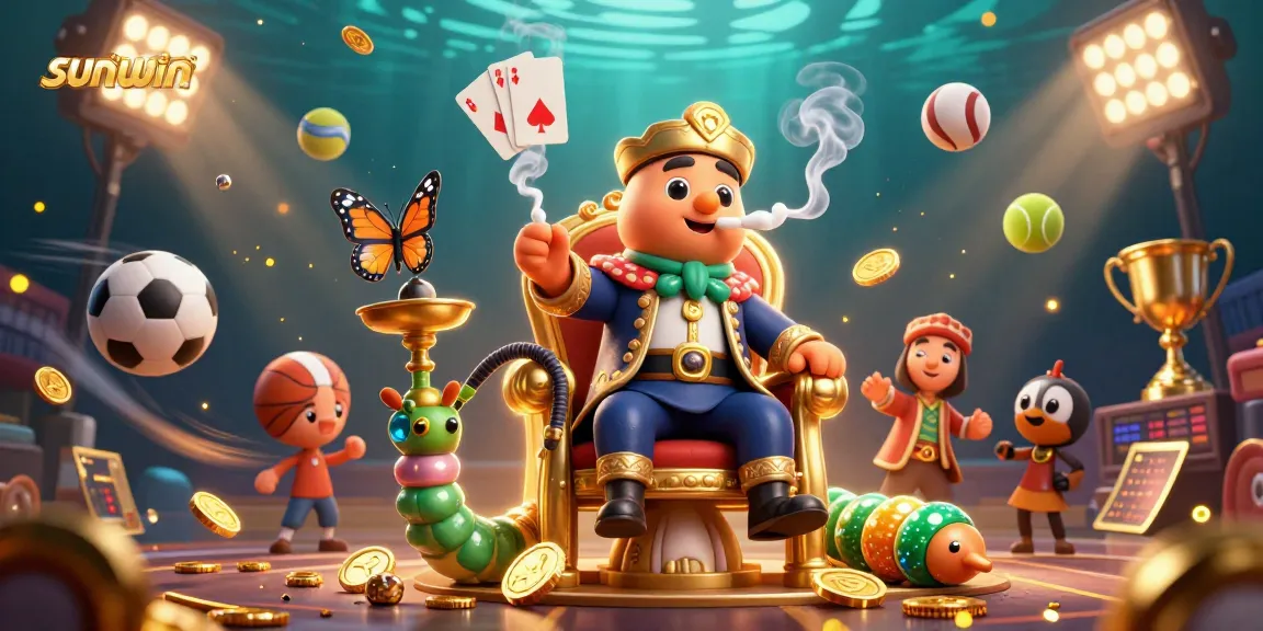 Experience thrilling moments with sunwin's lavish casino scene featuring a hookah-master and dynamic sports elements.