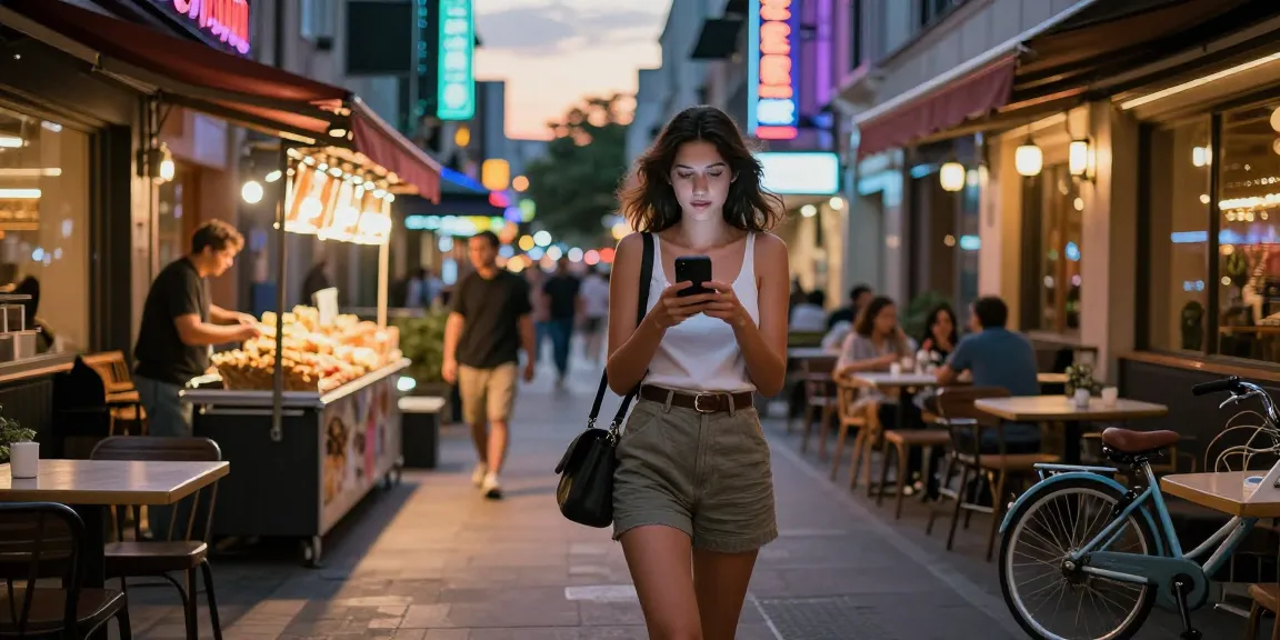 Gái gọi trong không gian phố đêm sôi động, ánh đèn neon lung linh.