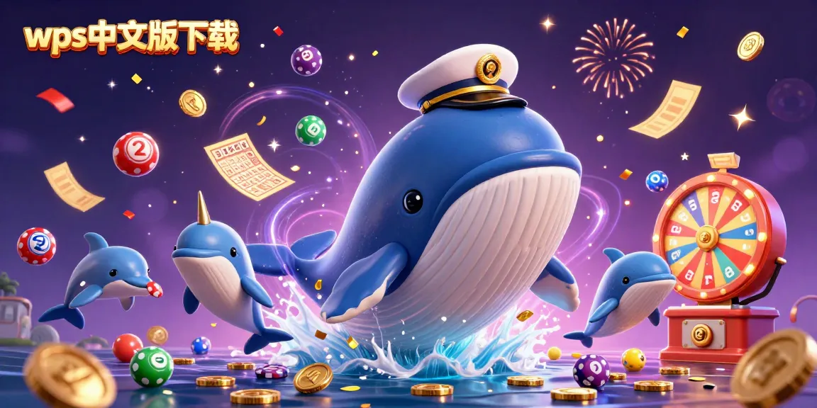 wps中文版下载 带来奇幻办公体验,鲸鱼与海豚在金币中畅玩,庆祝您的高效办公之旅。