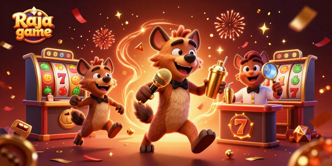 Join the thrilling Raja game experience with vibrant slot machines and engaging characters in a lively casino scene.