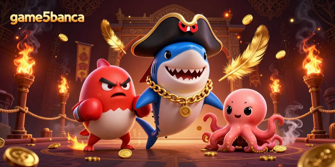 Experience thrilling action with game5banca's pirate shark, pufferfish, and octopus in a dynamic casino setting.