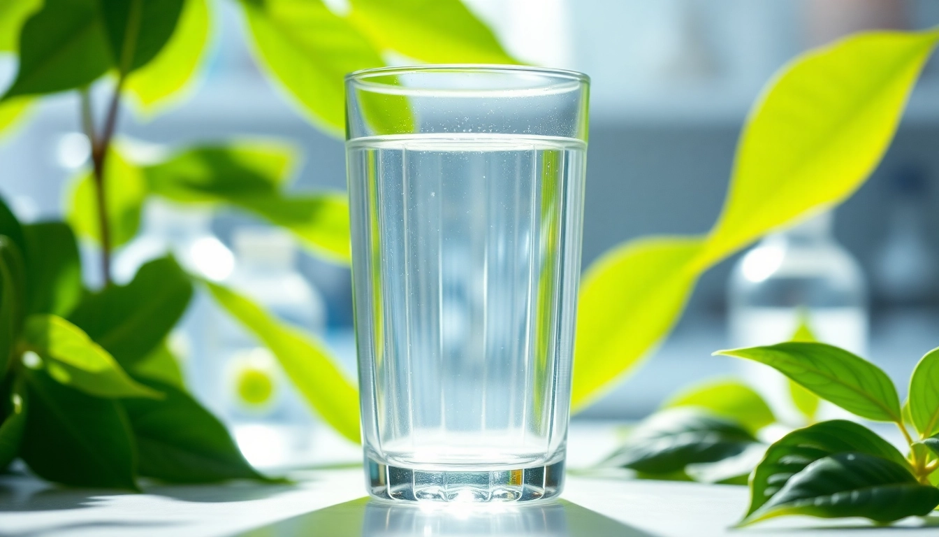 Illustrative image showcasing the benefits of drinking dmso with a clear glass and green nature.