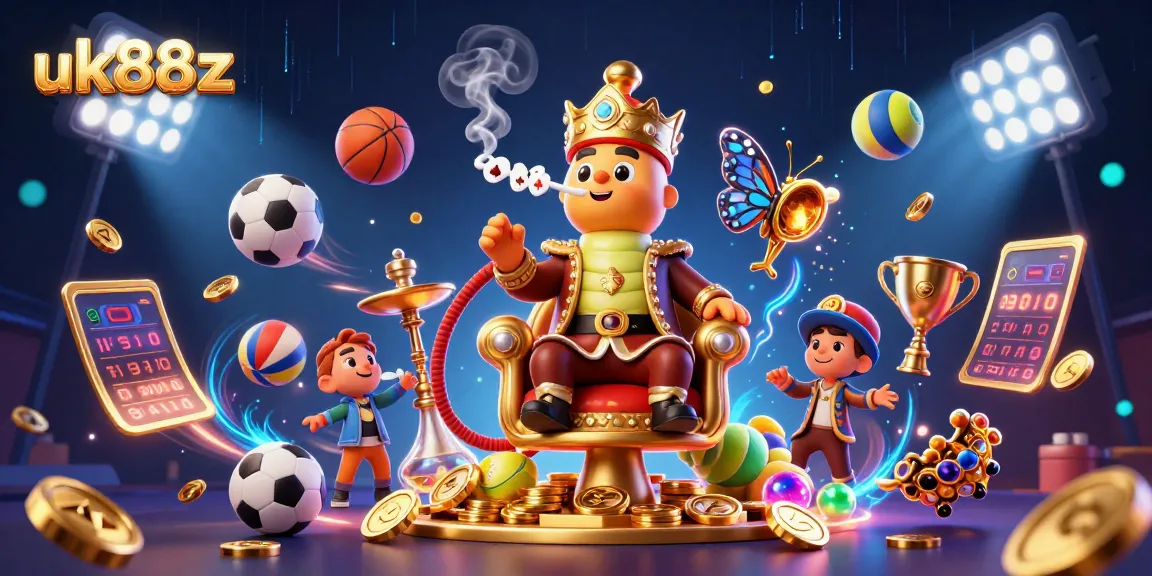 Bet on excitement with uk88z: A vivid scene depicting a caterpillar hookah-master amidst dynamic sports elements