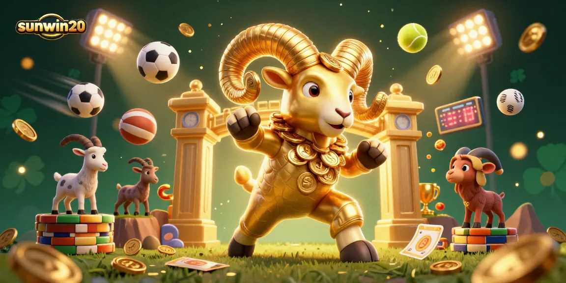 Experience the excitement of sunwin20 as the golden ram charges through a vibrant casino scene.