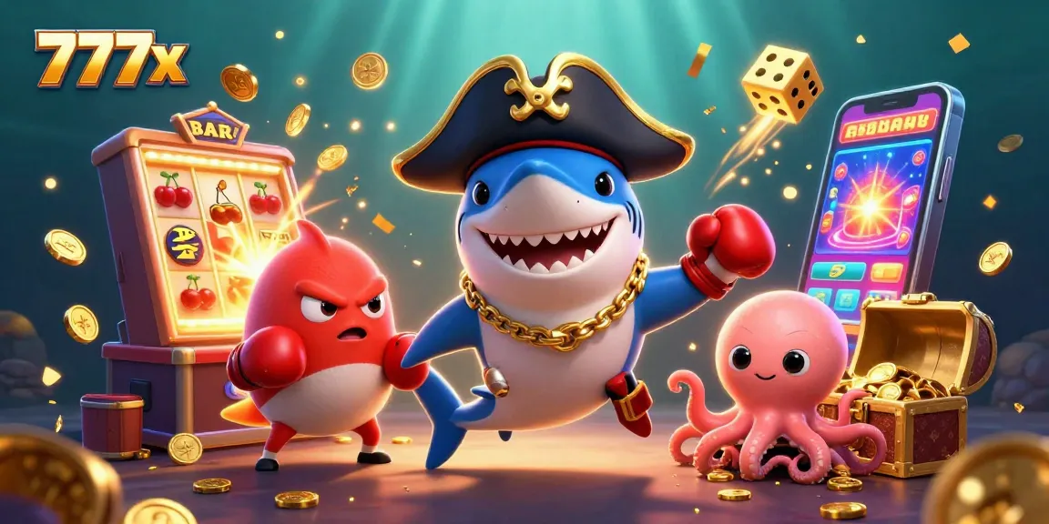 Experience thrilling jackpots at 777x with a vivid scene of exciting casino elements and characters.