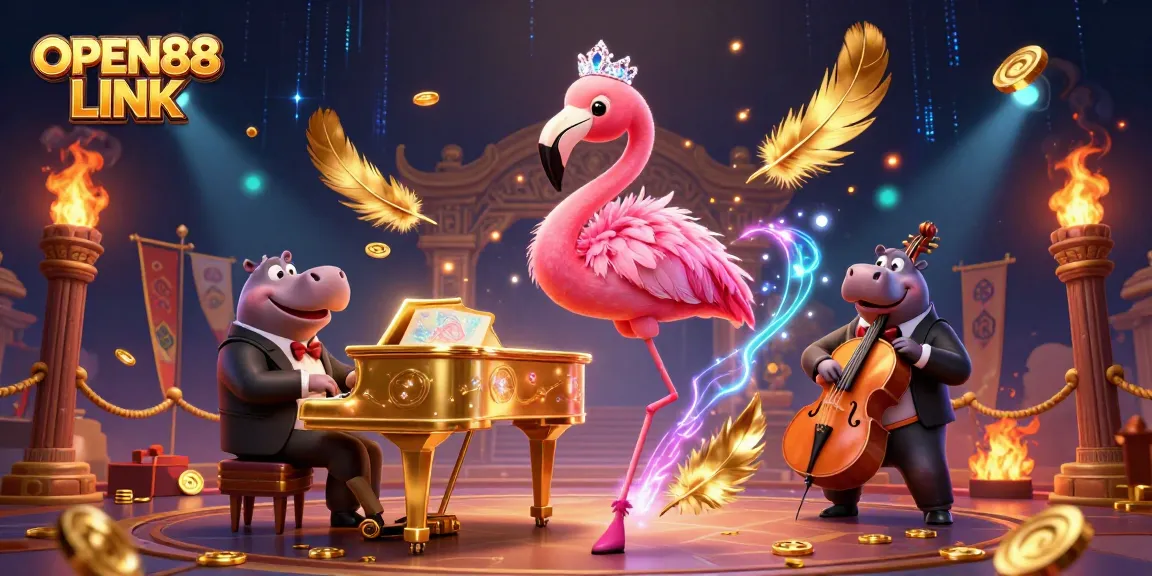 Engage with exciting gaming at OPEN88 LINK in this vibrant 3D casino scene