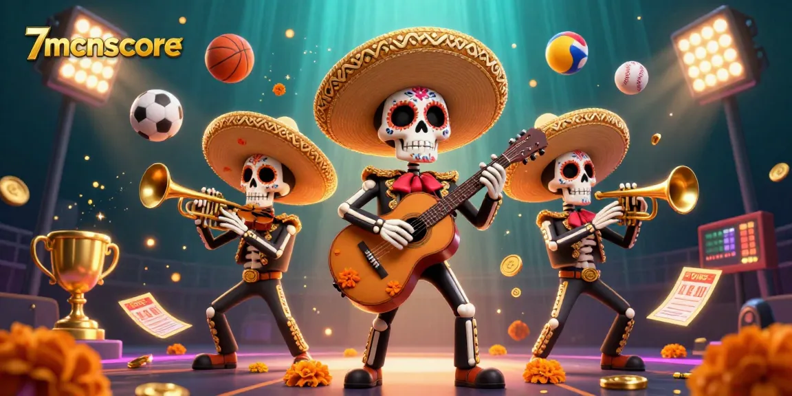 Experience the thrill of betting with 7mcnscore amid a lively mariachi band in vibrant casino-themed artwork.