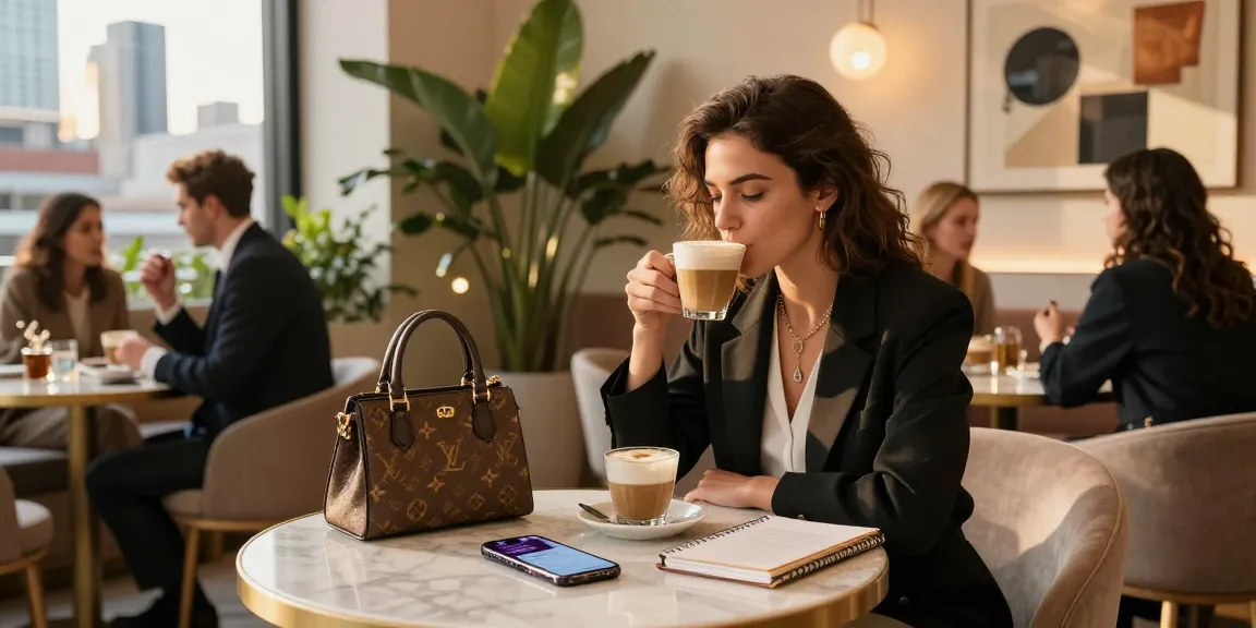 Gaya hidup mewah LUXURY111 di kafe urban yang elegan dengan suasana hangat.