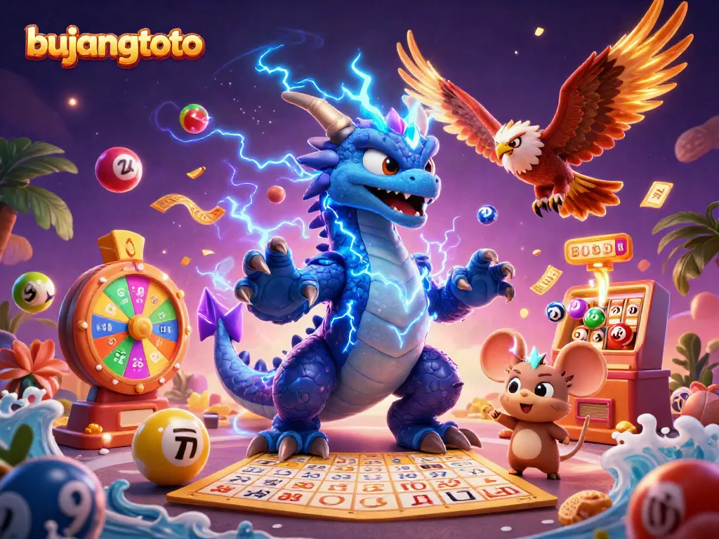 Engage in exciting lottery adventures with bujangtoto featuring vivid 3D characters and vibrant elements.