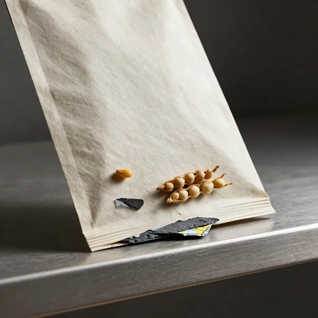 Macro wheat biofuel policy packet with rapeseed pods, slate shard, and map strip on pewter.