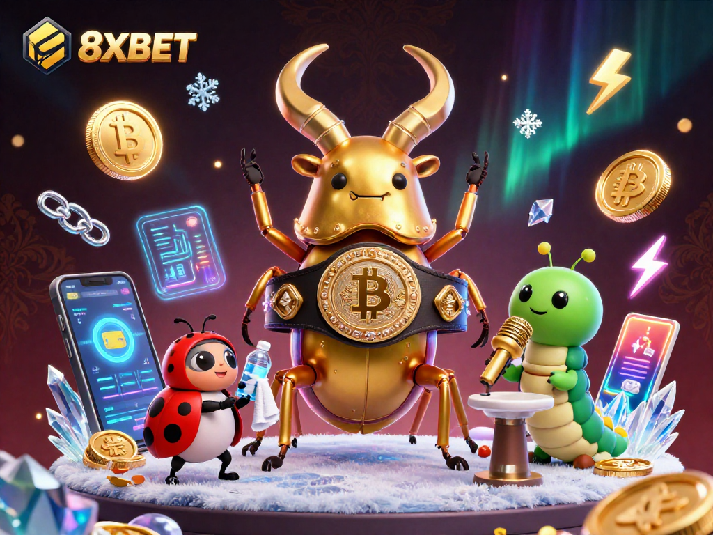 Bet on 8XBET for thrilling online gaming experiences with vibrant 3D illustrations of casino action.