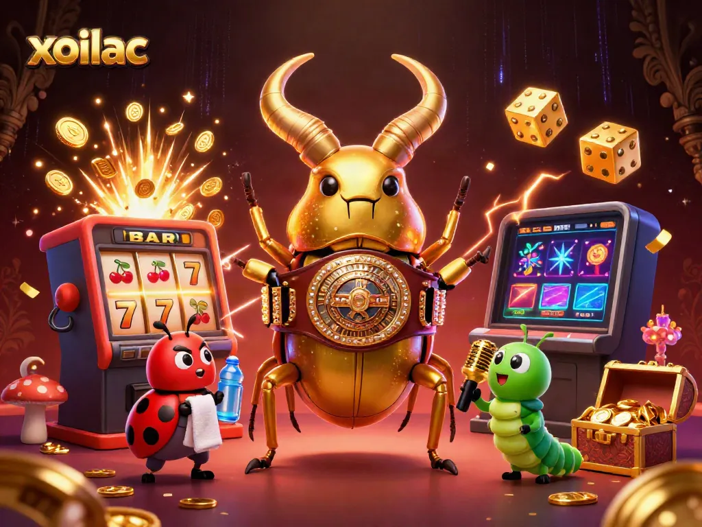 Experience the excitement of xoilac with a dynamic gaming scene featuring vibrant characters and casino elements.