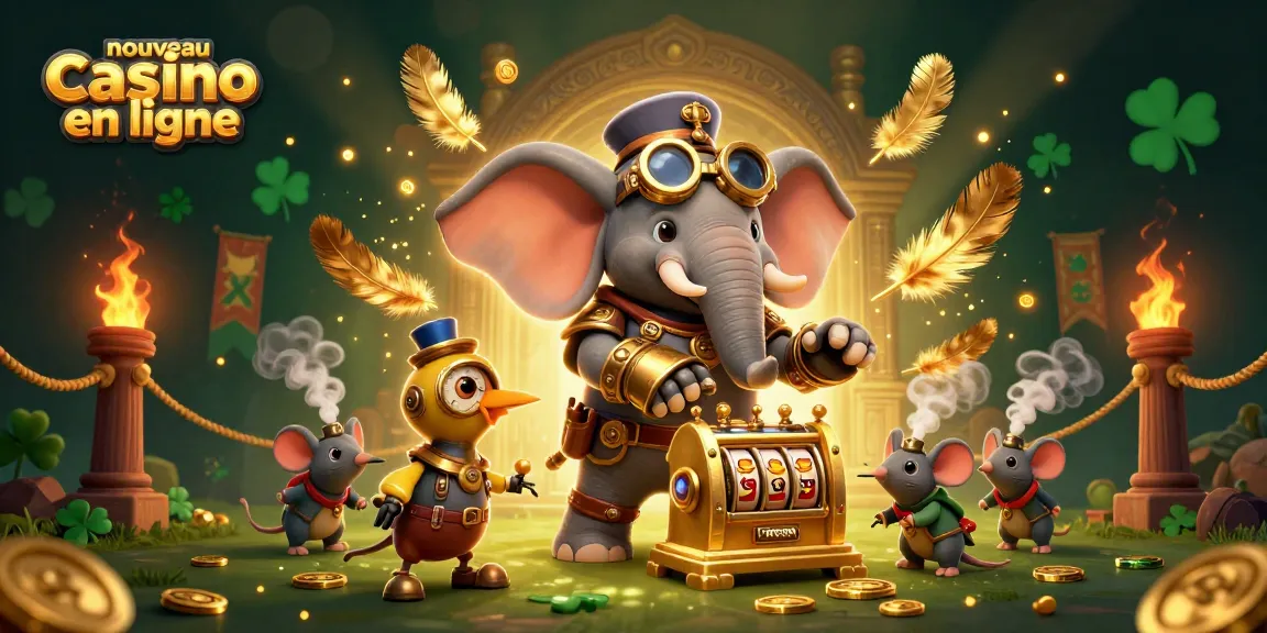 Jouez avec le nouveau casino en ligne, où un éléphant steampunk anime des machines à sous dorées.