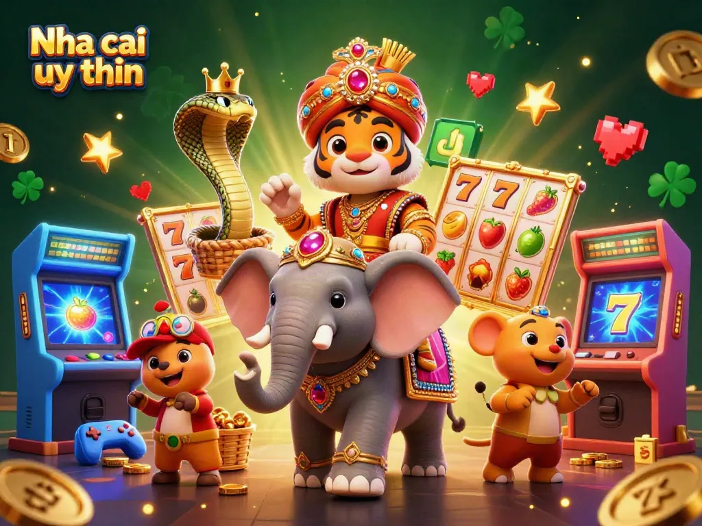 Experience rich gaming excitement with Nha cai uy tin in this vibrant 3D casino scene.
