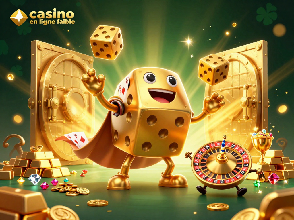 Jouez en toute confiance dans un casino en ligne fiable avec des dés dorés et des trésors scintillants.