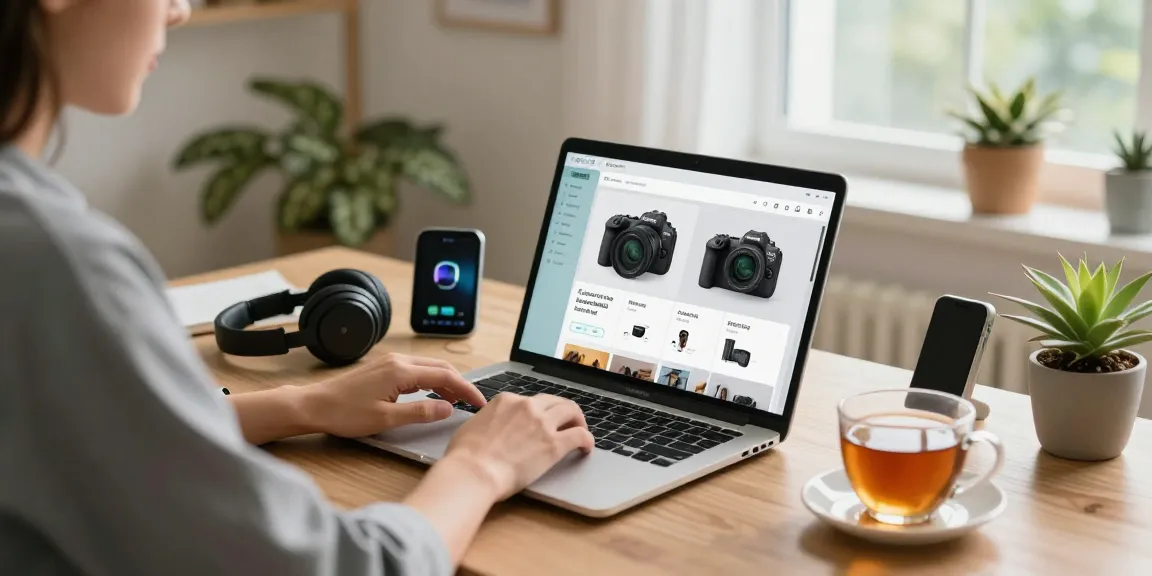 Discover the ease of online shopping at ebbfilter.com with a cozy home workspace scene.