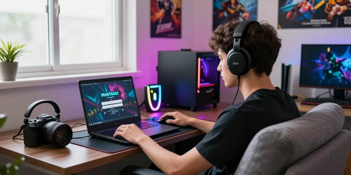 mantra88 login interface displayed on a laptop in a vibrant gaming setup