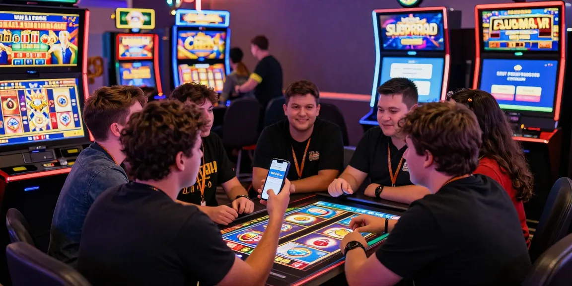 Slot raja action with excited players celebrating wins at 888 slot gaming interface in a colorful and vibrant atmosphere.