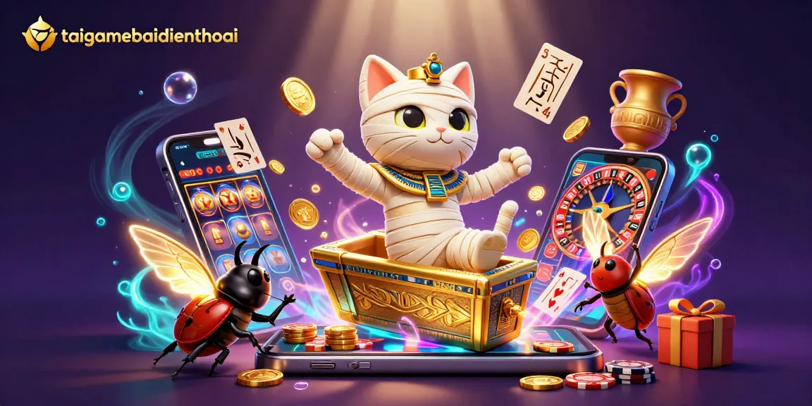 Engage in thrilling gameplay with taigamebaidienthoai as the Egyptian mummy cat bursts into action!