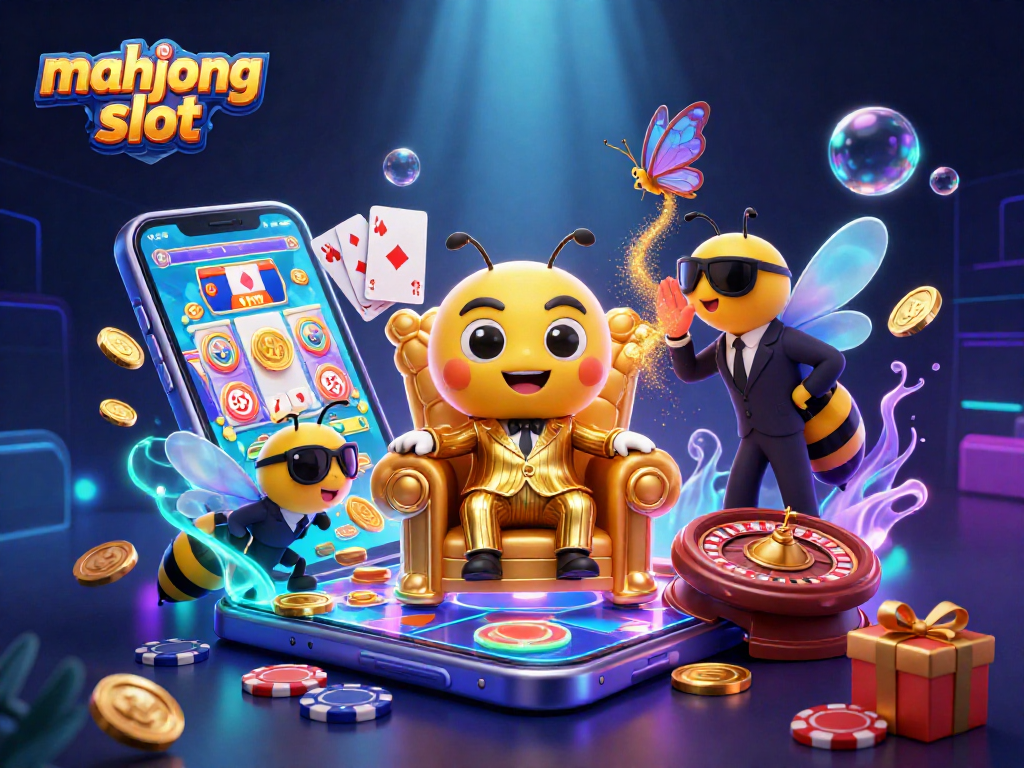 Spin the mahjong slot reels in a vibrant, animated casino environment with dynamic elements.