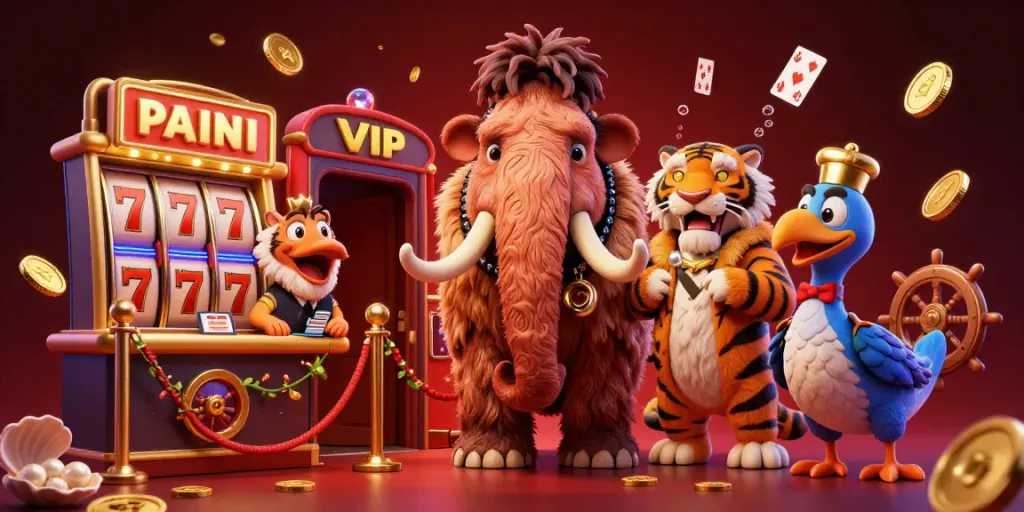 Spin the reels and enjoy the vibrant entertaining scene of bola slot in an ultra-detailed casino.