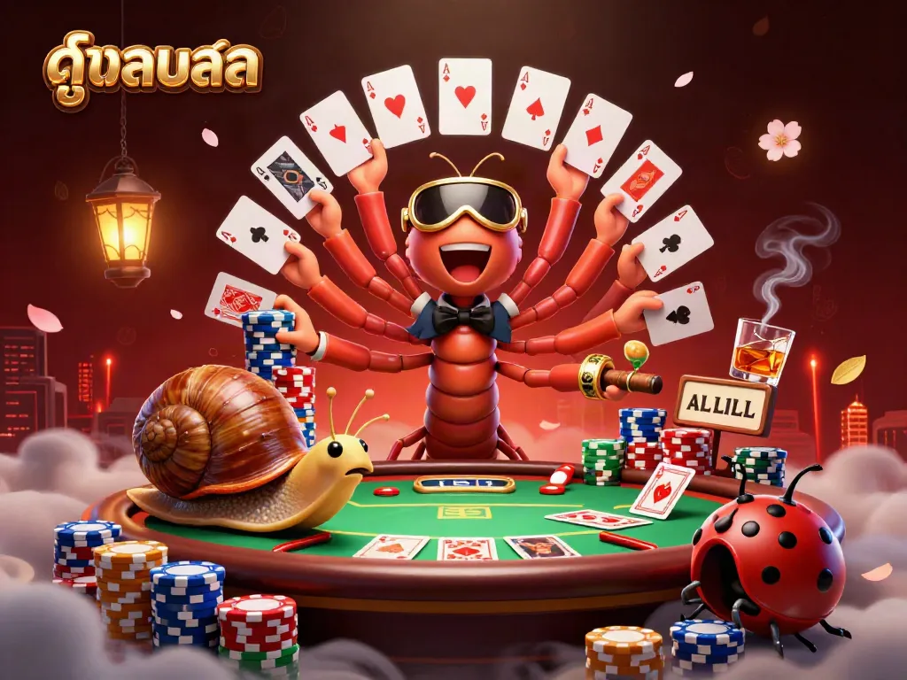 Experience thrilling ดูบอล from a unique 3D casino illustration featuring animated characters and vibrant gaming elements.
