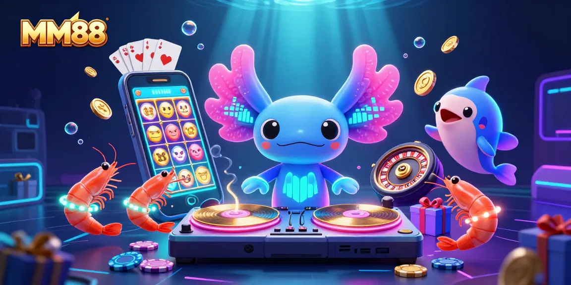Experience the vibrant gaming world at MM88 with energetic characters and dynamic casino elements.