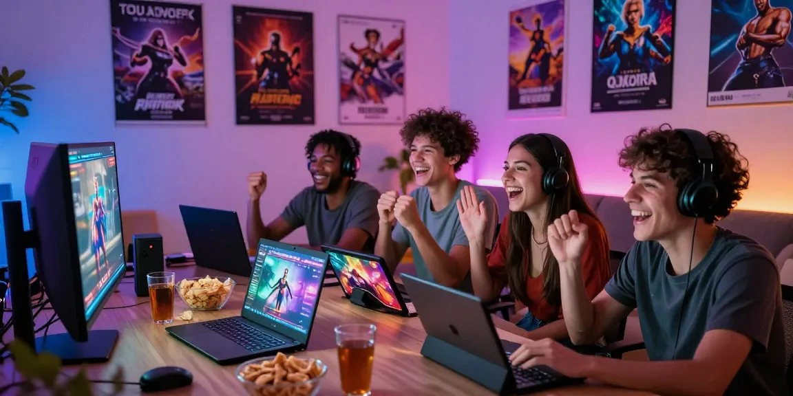 Group enjoying sex games together in a cozy living room, vibrant atmosphere.