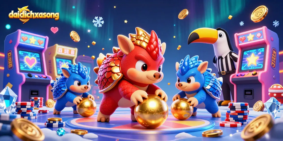 Experience daidichxacsong action with rival pangolins in a vibrant casino game scene.