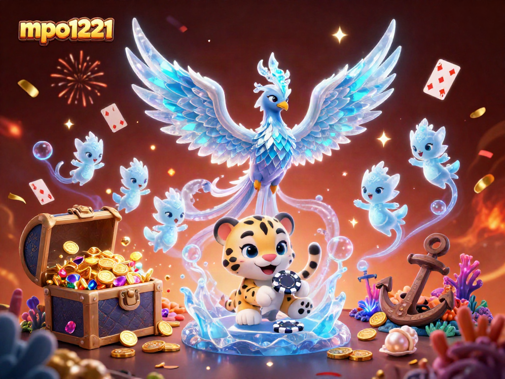 Experience mpo1221 with the dynamic ice phoenix, poker chip cub, and magical casino elements.