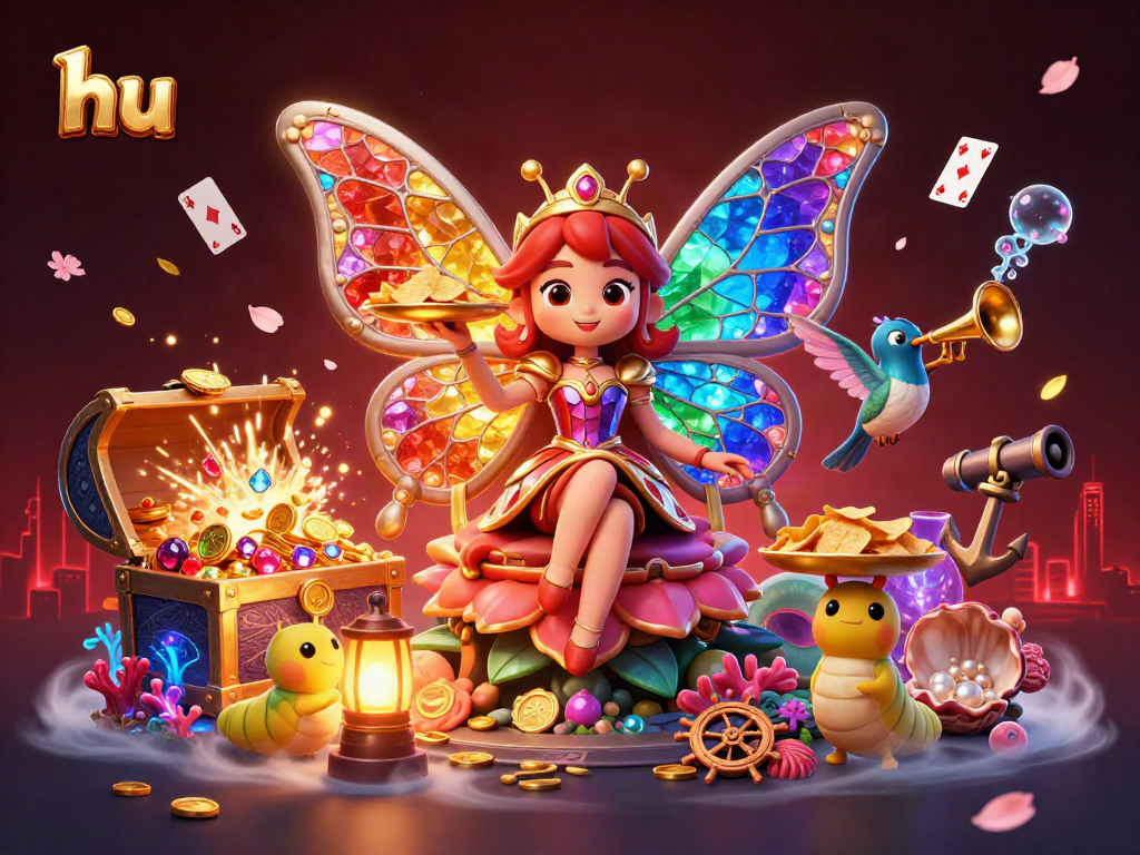Experience vibrant casino thrills with hu and the butterfly queen in a richly detailed scene.